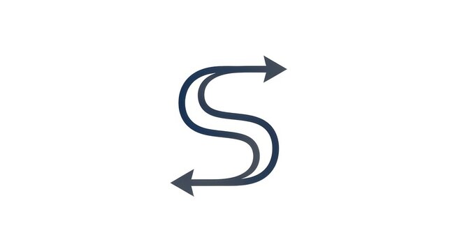 S-shaped arrow logo design for direction and movement concepts.