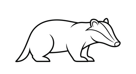 Obraz premium Simple line drawing of a badger in a side profile view