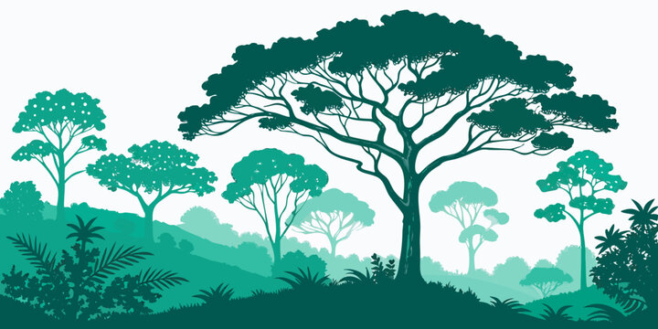 A group of trees on a hill Vector