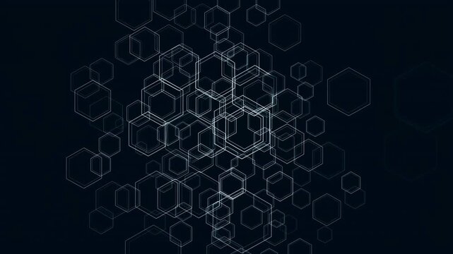 Subtle Rotated Hexagonal Network Design. Cybersecurity Themed Digital Pattern With Thin Line Outlines