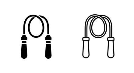 Modern jump rope icon collection: solid and outline skipping rope symbols for fitness © MdDelowar