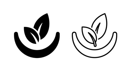 Obraz premium Organic leaves in crescent icon: natural ingredient and gentle care symbol set