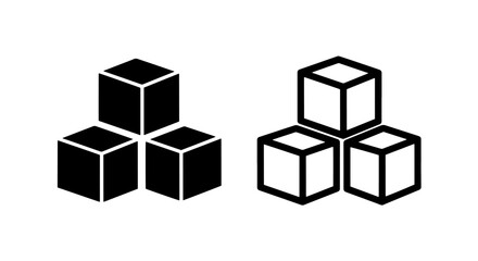 Stacked cubes icon representing structure, building blocks, and teamwork © MdDelowar