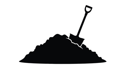 A black silhouette of a shovel stuck in a pile of dirt © MdMojiburRahman