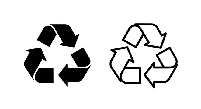 Recycle sign and ecological reuse symbol icon set for sustainability projects
