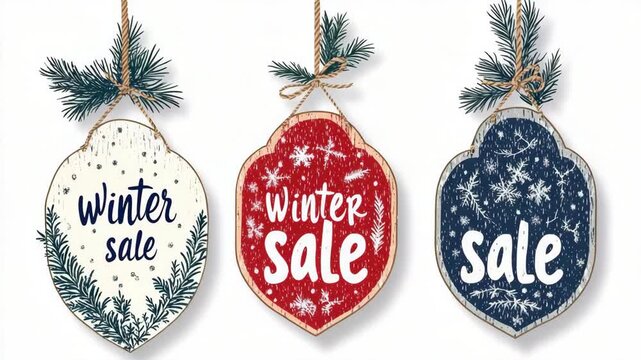 selective focus winter discount animation with snowflakes sale vibe