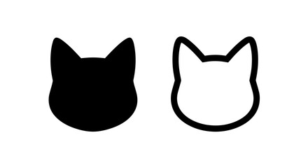 Minimalist cat head animal icons in solid and thin line vector styles © MdDelowar