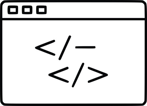 HTML code snippet in browser window vector illustration, flat design