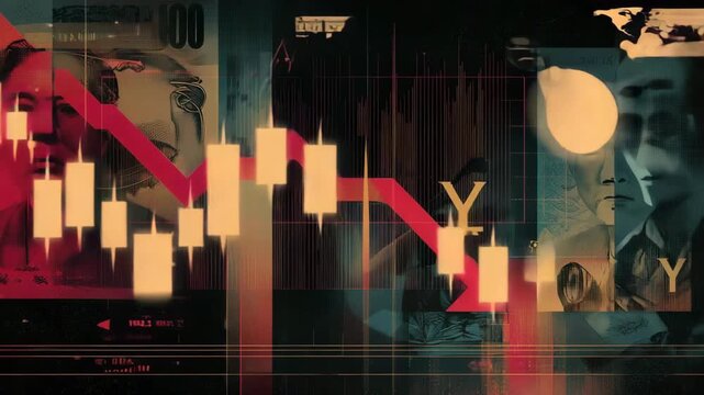 赤い下降チャートと円の象徴