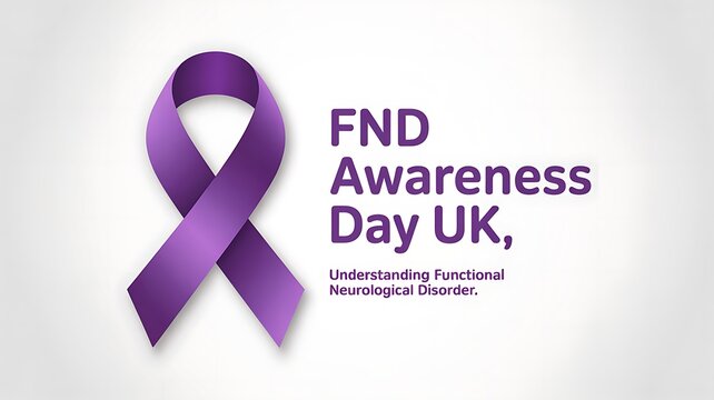 A purple awareness ribbon symbol representing the annual fnd awareness day in the united kingdom