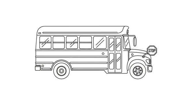 Black and White School Bus Outline