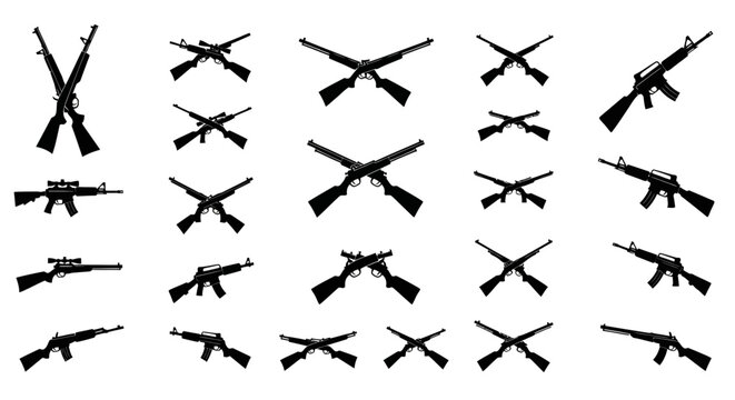 Collection of Assault Rifles and Shotguns Silhouettes