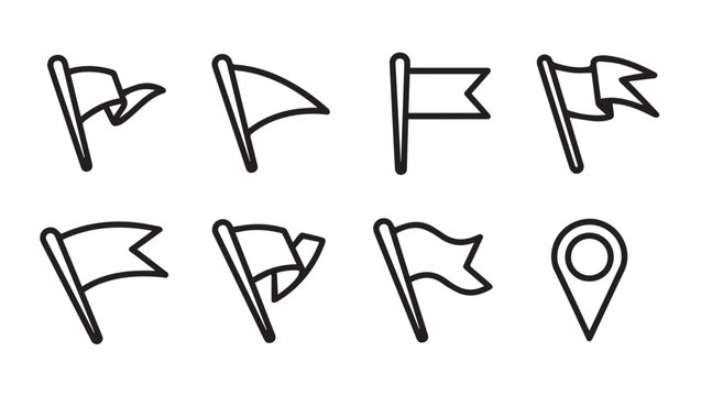 Set of simple flag icons and map marker vector illustration graphic design elements