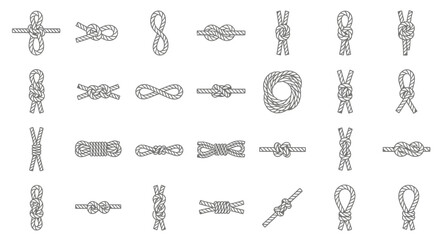 Collection of Nautical Knots and Rope Ties - Vector Set © punduh