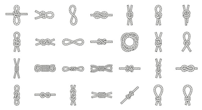 Collection of Nautical Knots and Rope Ties - Vector Set