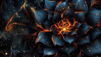 Obraz premium Flower ignited with central flame blossom holds burning inferno within flower ignited