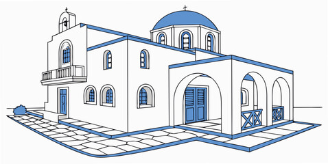 A white building with blue accents and a dome Vector ©  MST RABEYA  BEGUM