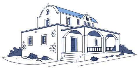 A large white house with a blue roof and stairs Vector ©  MST RABEYA  BEGUM