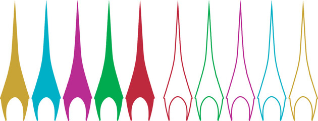 Vibrant abstract shapes resembling spires or towers in various colors © Mahmud