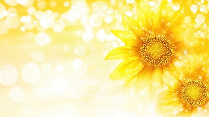 Obraz premium Vibrant yellow flowers bloom on bright background close up of radiant yellow blossoms against vivid backdrop
