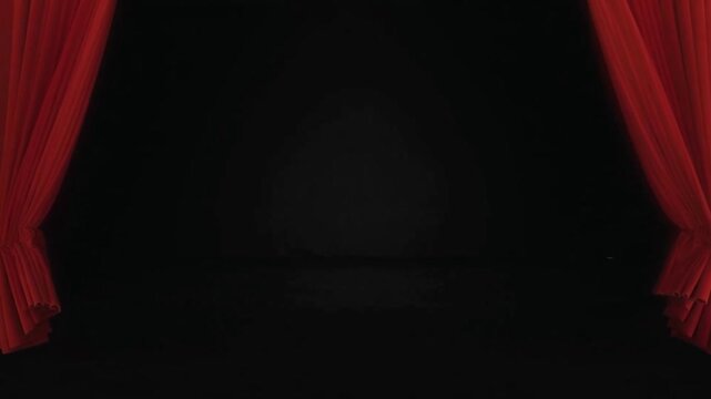 Red curtain theater stage dramatic lighting dark background empty space performance art stage design velvet fabric cinematic scene presentation backdrop mysterious red curtain theater performance