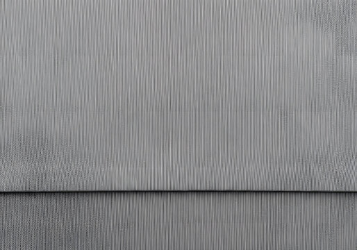 Detailed macro view of a textured silver spandex fabric with fine vertical ribbed lines, showing stretch and flexibility, isolated on transparent background.