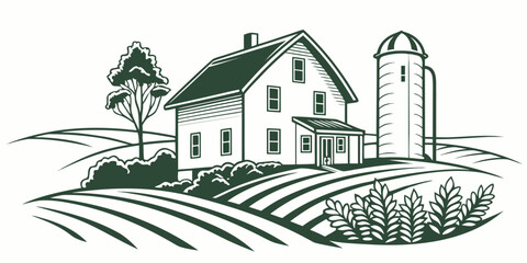 A farm house and silo on a rural landscape Vector ©  MST RABEYA  BEGUM