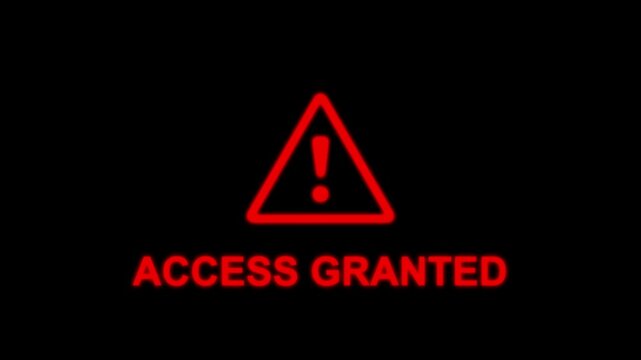 progress bar shows 100% percent of access granted on a background of computer code programming on text background. 4k animation