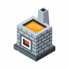 Fototapeta premium Isometric illustration of a brick furnace with molten metal inside.
