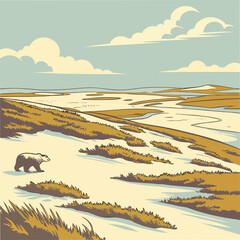 A polar bear walks through a desolate arctic landscape Vector ©  MST RABEYA  BEGUM