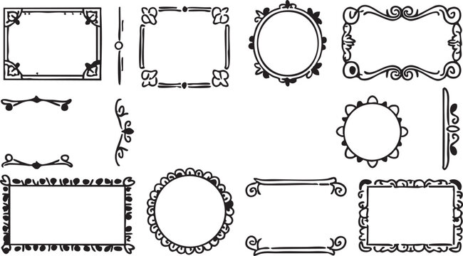 Vintage frame vector pack: decorative borders, ornate elements, and floral dividers for design eps silhouette
