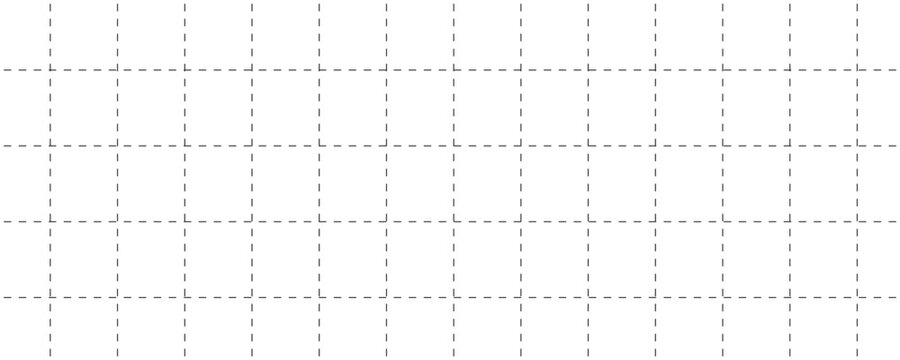 White seamless dashed grid pattern background. Squared dashed grid line seamless pattern. Dashed cross line texture. Grid paper sheet. Vector illustration