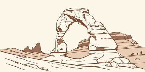A brown illustration of arches in a desert landscape Vector ©  MST RABEYA  BEGUM