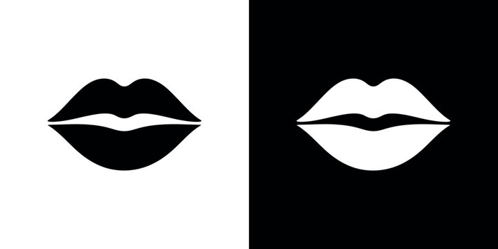 Black and white lips on split color background mouth