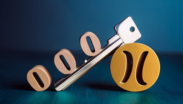 the symbol of the key and percentage is the concept of fixed interest rate after a long increase or decrease