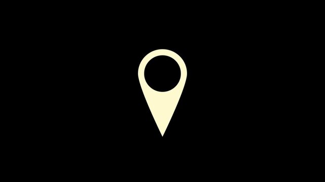 Minimalist Cream Map Pin Icon Isolated on Plain Black Background