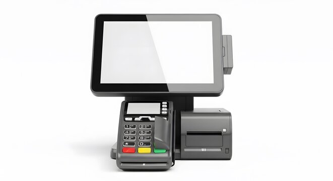 Digital payment station with blank screen and card swipe area