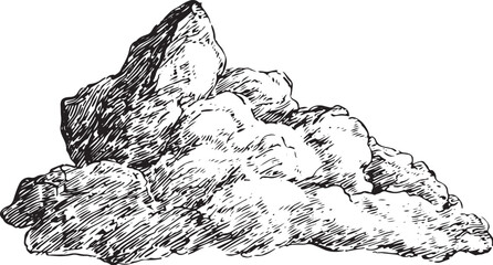 Hand drawn ink of a jagged mountain peak rock formation © miht3325