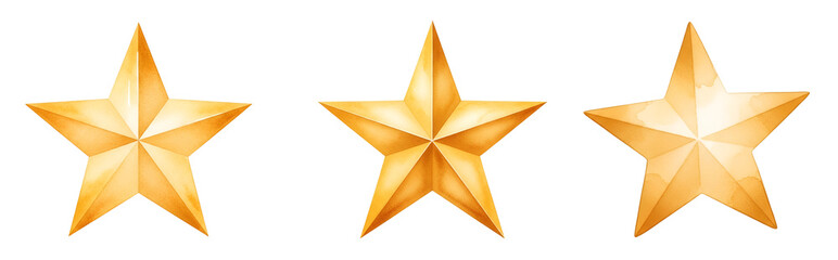Obraz premium Three gold stars on transparent background