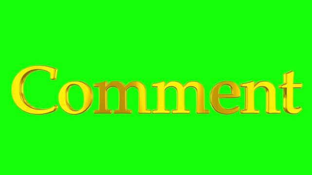 Golden comment text on bright green screen with black background