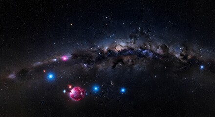 Obraz premium Vibrant Milky Way Galaxy with Stars Nebulae and Cosmic Dust in Deep Space