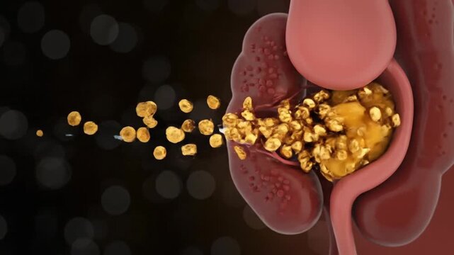 Advanced Gastroenterology Concept Showing Fluid Flushing Gallstones or Intestinal Blockage in Human Anatomy