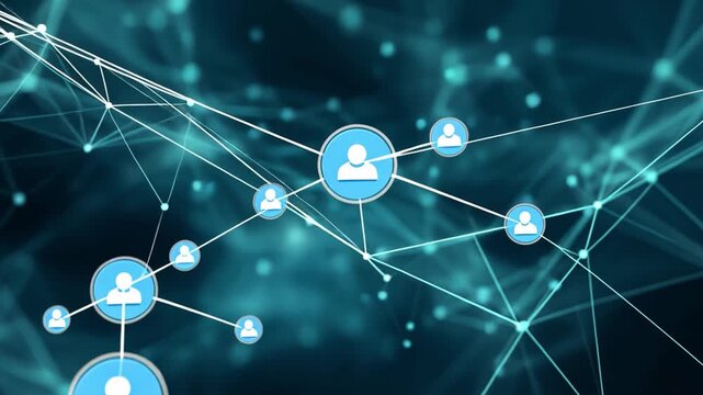 Abstract Connection Network Visualization with User Icons in Blue