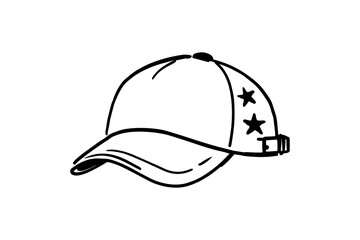 Fototapeta premium Hand Drawn Sports Baseball Cap With Stars Sketch Design
