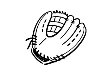 Hand Drawn Game Day Doodle Leather Baseball Glove or Catcher Mitt Sketch Design