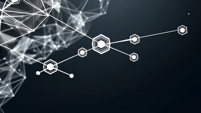 Abstract Geometric Design with Hexagonal Shapes and Lines on Dark Background