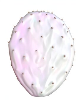 Opuntia Pad Illustration - A Detailed Botanical Study in White.