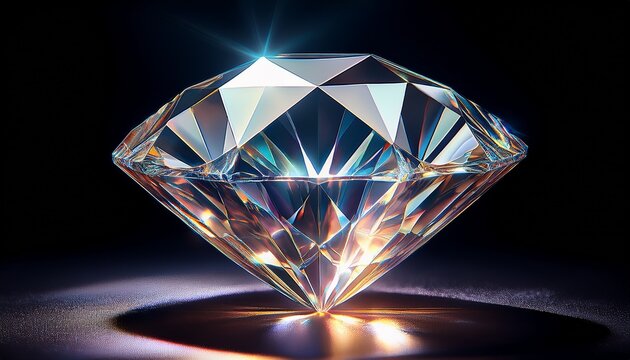 close up of a large shiny diamond black background generative ai