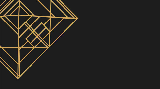 Art Deco gold geometric diamond pattern on black background vector illustration