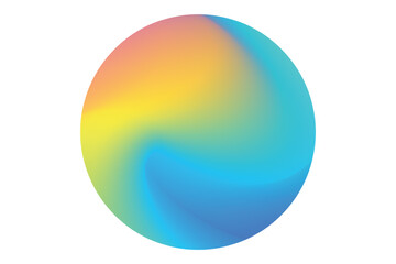 Blurred gradient wavy round shape, iridescent blue, yellow smooth gradient magic sphere, neon florescent bubble isolated element, transparent background. Abstract dream glow orb shape. © AnnaShine